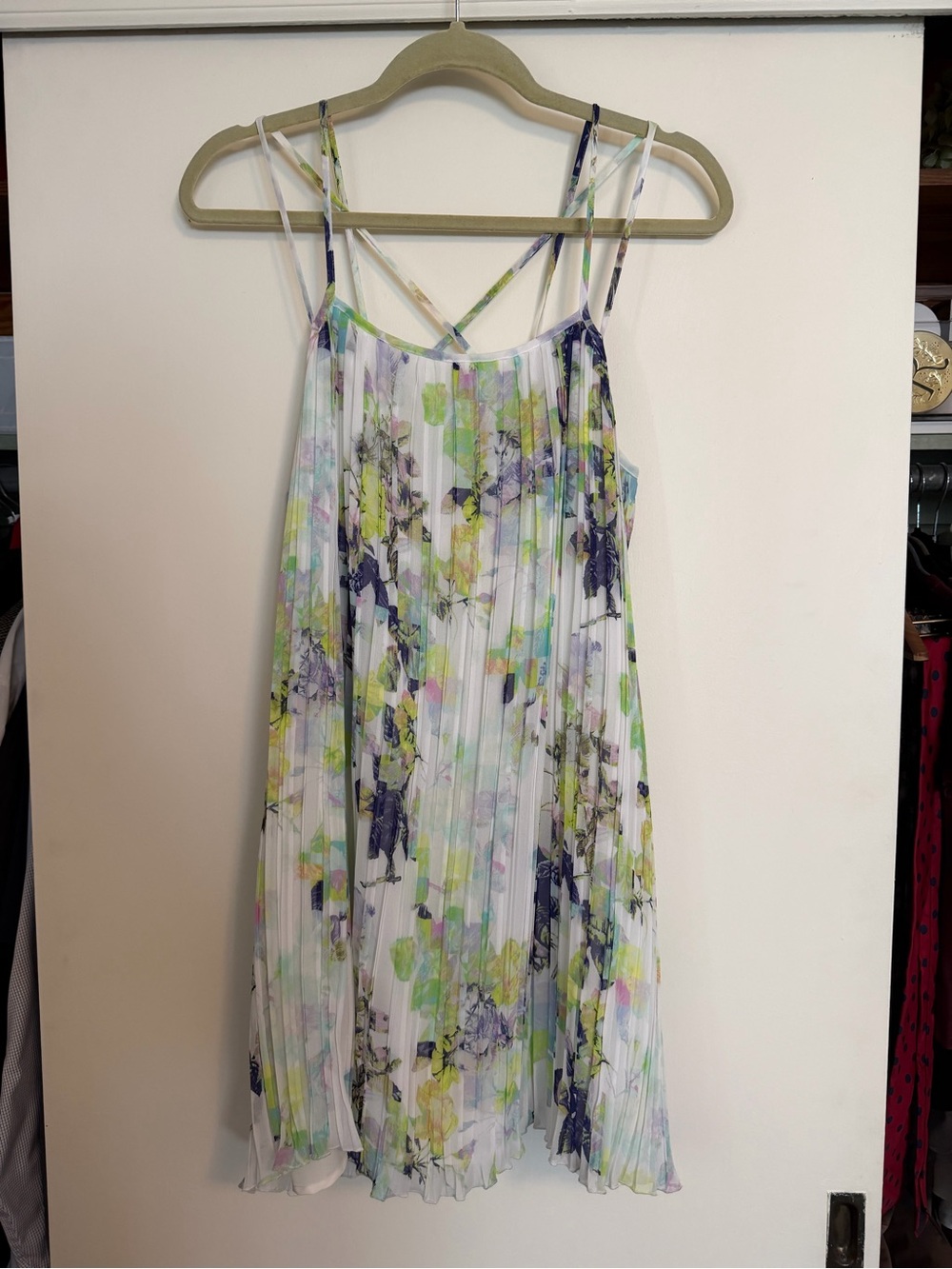 BCBGeneration Floral-Trim Spaghetti Strap Dress